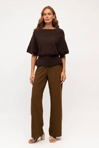 EBBY AND I Paris Knit Top - Chocolate TOPS