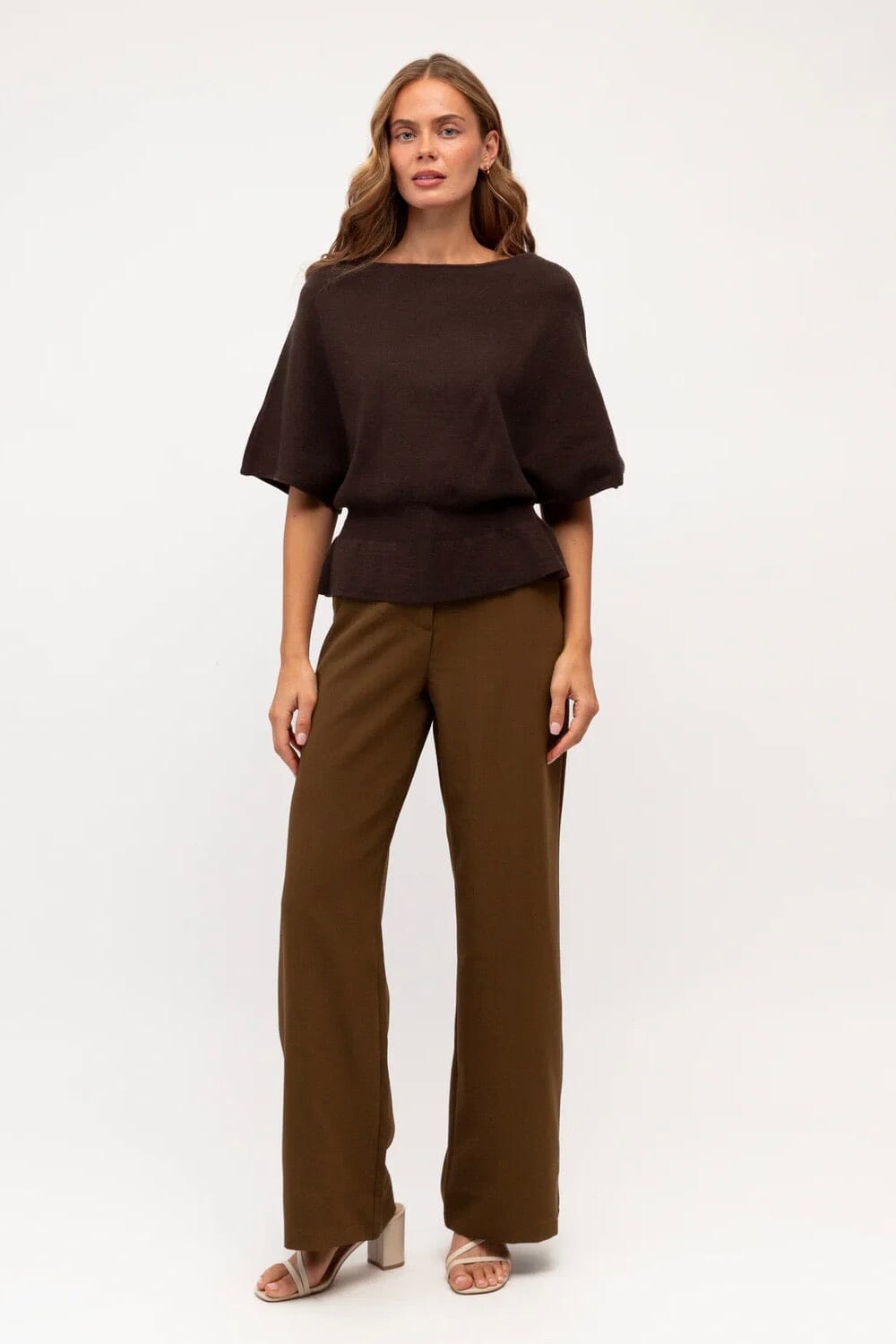 EBBY AND I Paris Knit Top - Chocolate TOPS