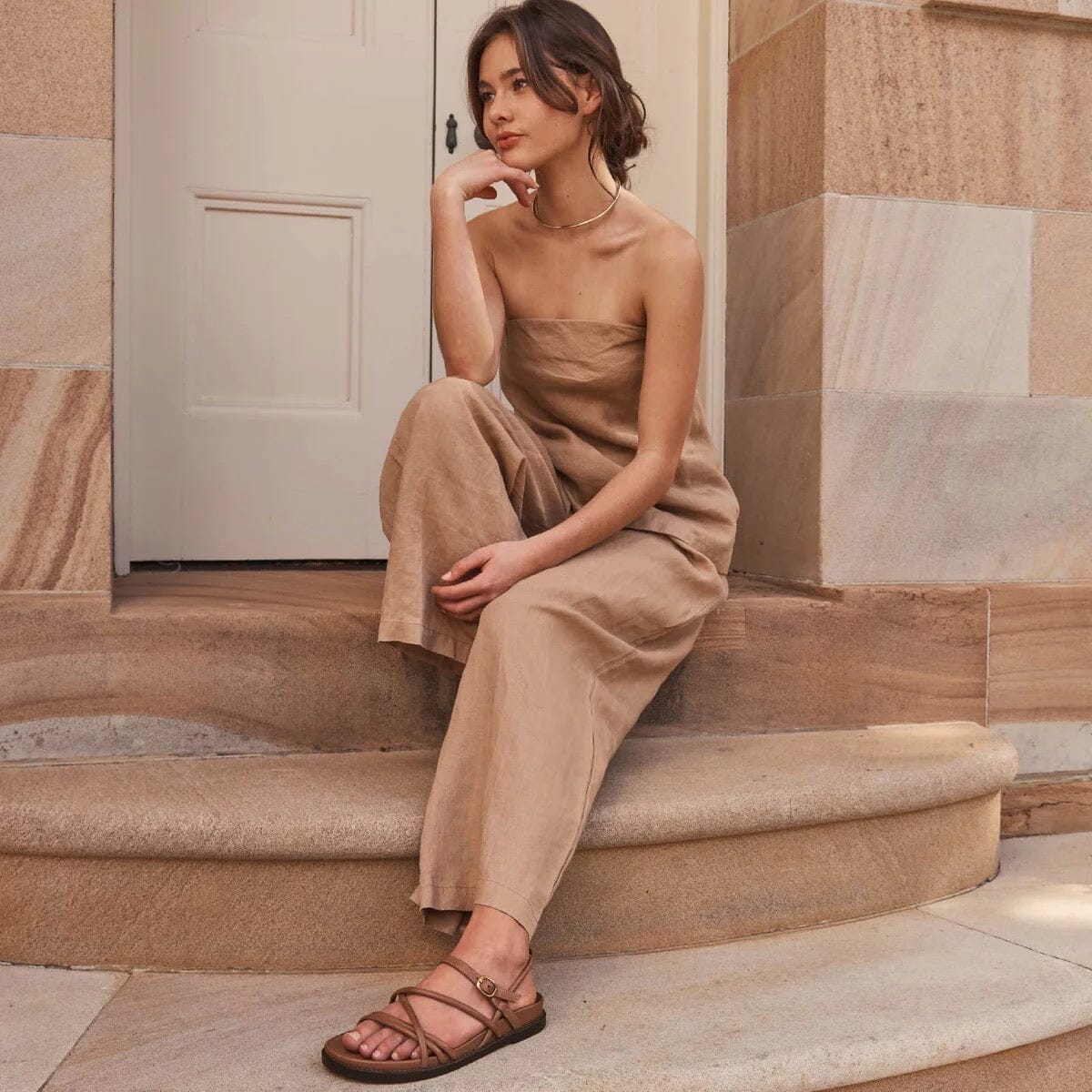 EOS Carmina Leather Sandals - Pecan SHOES