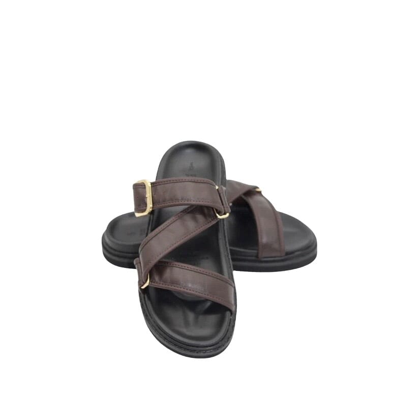 HUMAN PREMIUM Maria Slides - Chocolate SHOES