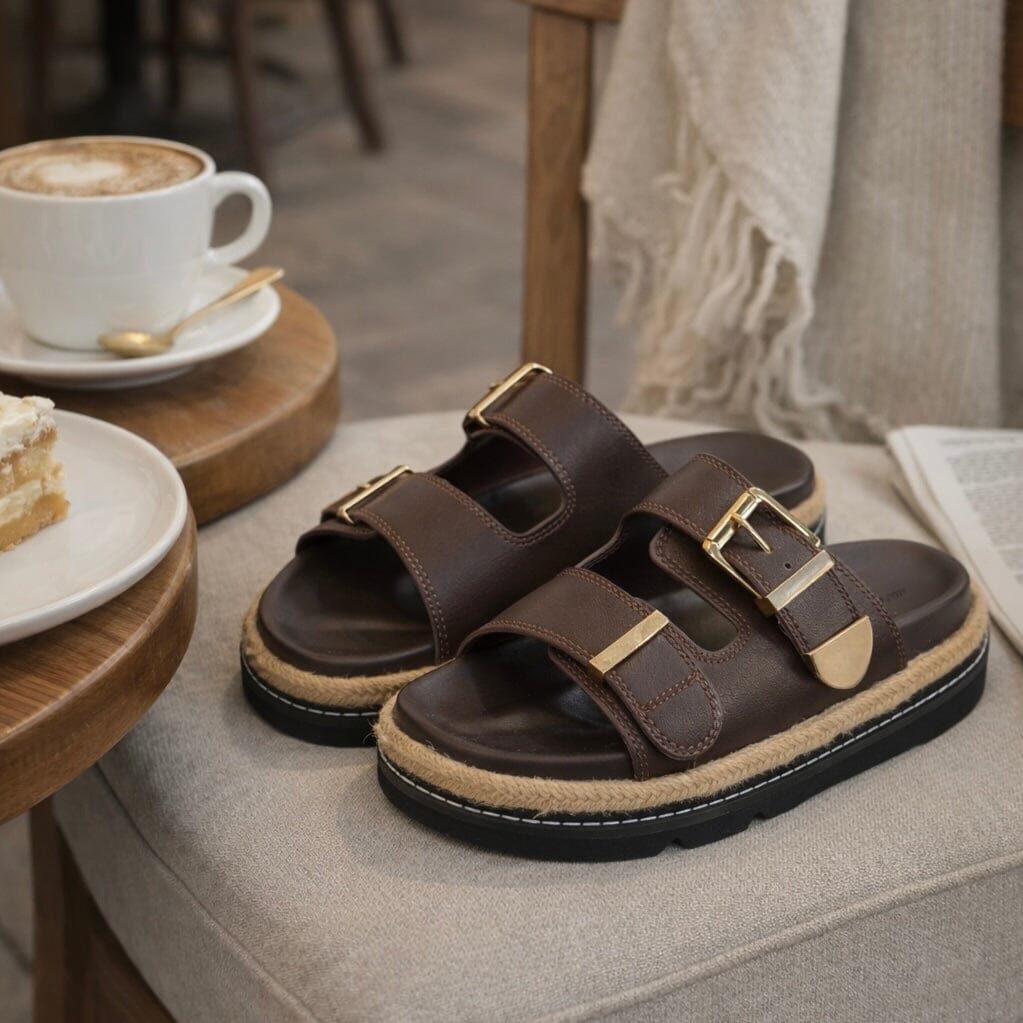 HUMAN PREMIUM Milani Slides - Chocolate SHOES