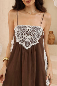 IRIS MAXI Chocolate Lace Midi Dress DRESSES