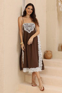 IRIS MAXI Chocolate Lace Midi Dress DRESSES