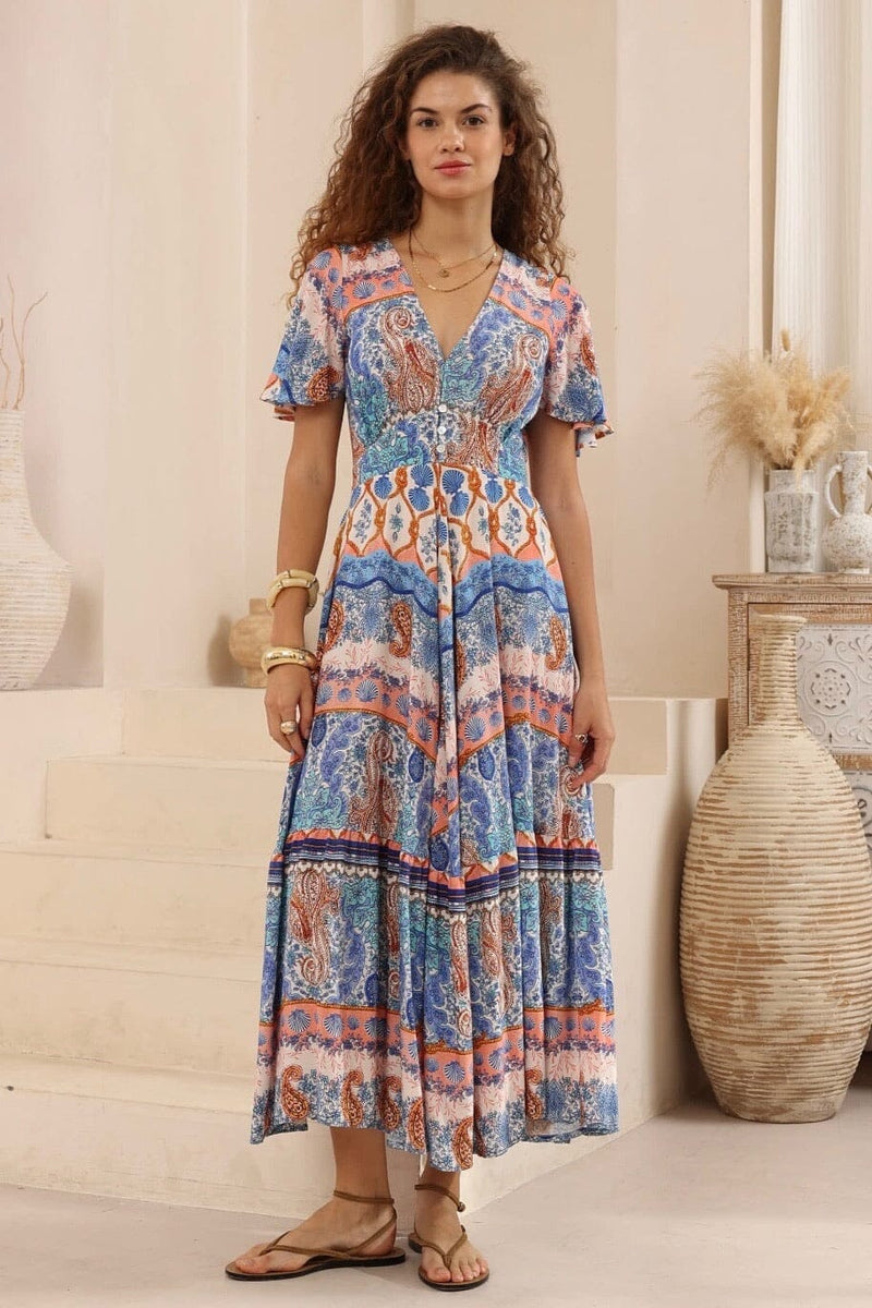 IRIS MAXI Isla Blue Midi Dress DRESSES