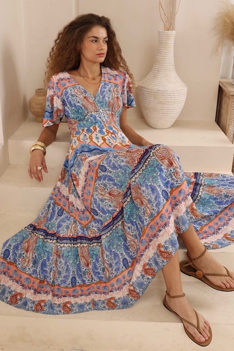 IRIS MAXI Isla Blue Midi Dress DRESSES