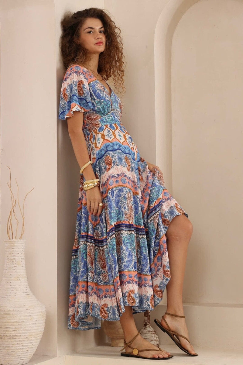 IRIS MAXI Isla Blue Midi Dress DRESSES