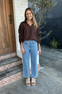 IRIS MAXI Jenna Shirt - Chocolate TOPS