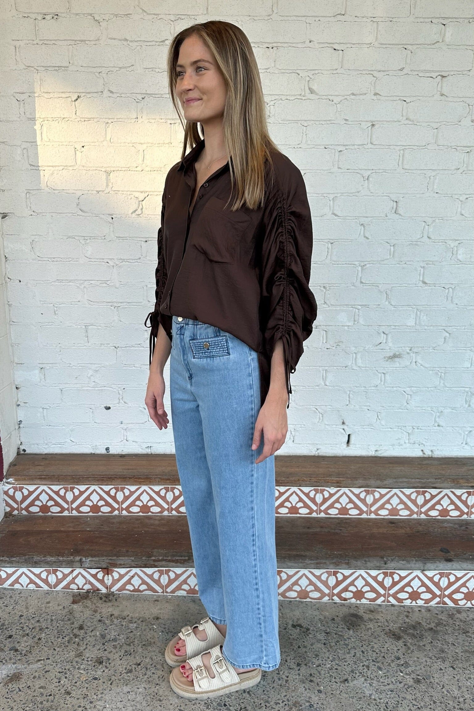 IRIS MAXI Jenna Shirt - Chocolate TOPS