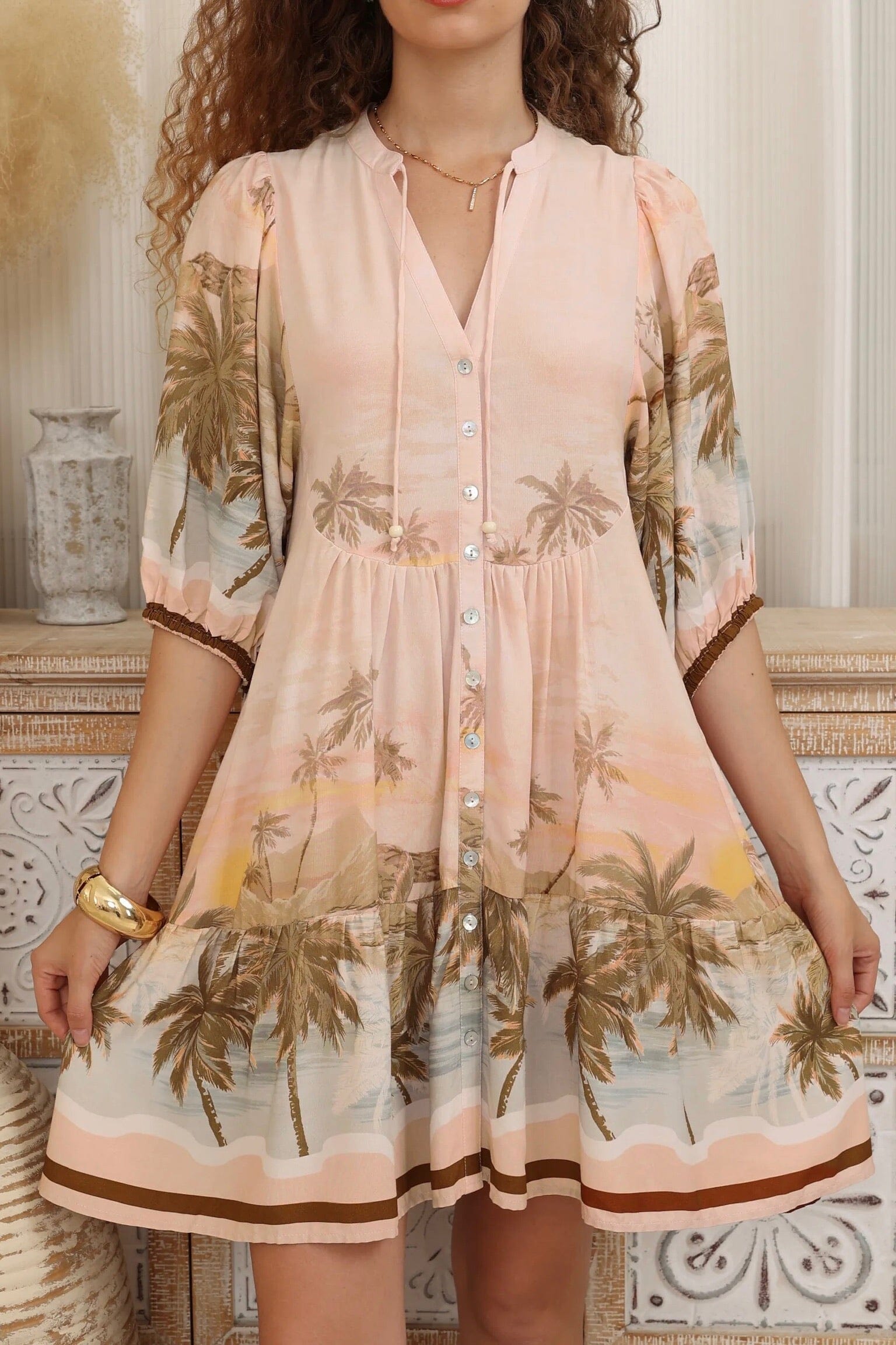 IRIS MAXI Sunset Palm Mini Dress DRESSES