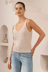IRIS MAXI Zayla Knit Tank - Beige TOPS