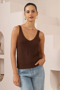 IRIS MAXI Zayla Knit Tank - Brown TOPS