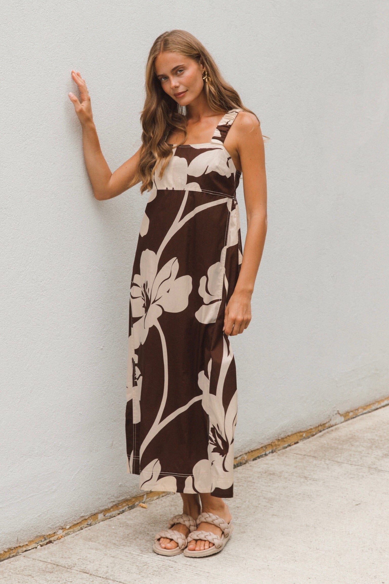 LABEL OF LOVE Chocolate Bloom Midi Dress DRESSES