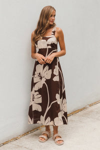 LABEL OF LOVE Chocolate Bloom Midi Dress DRESSES