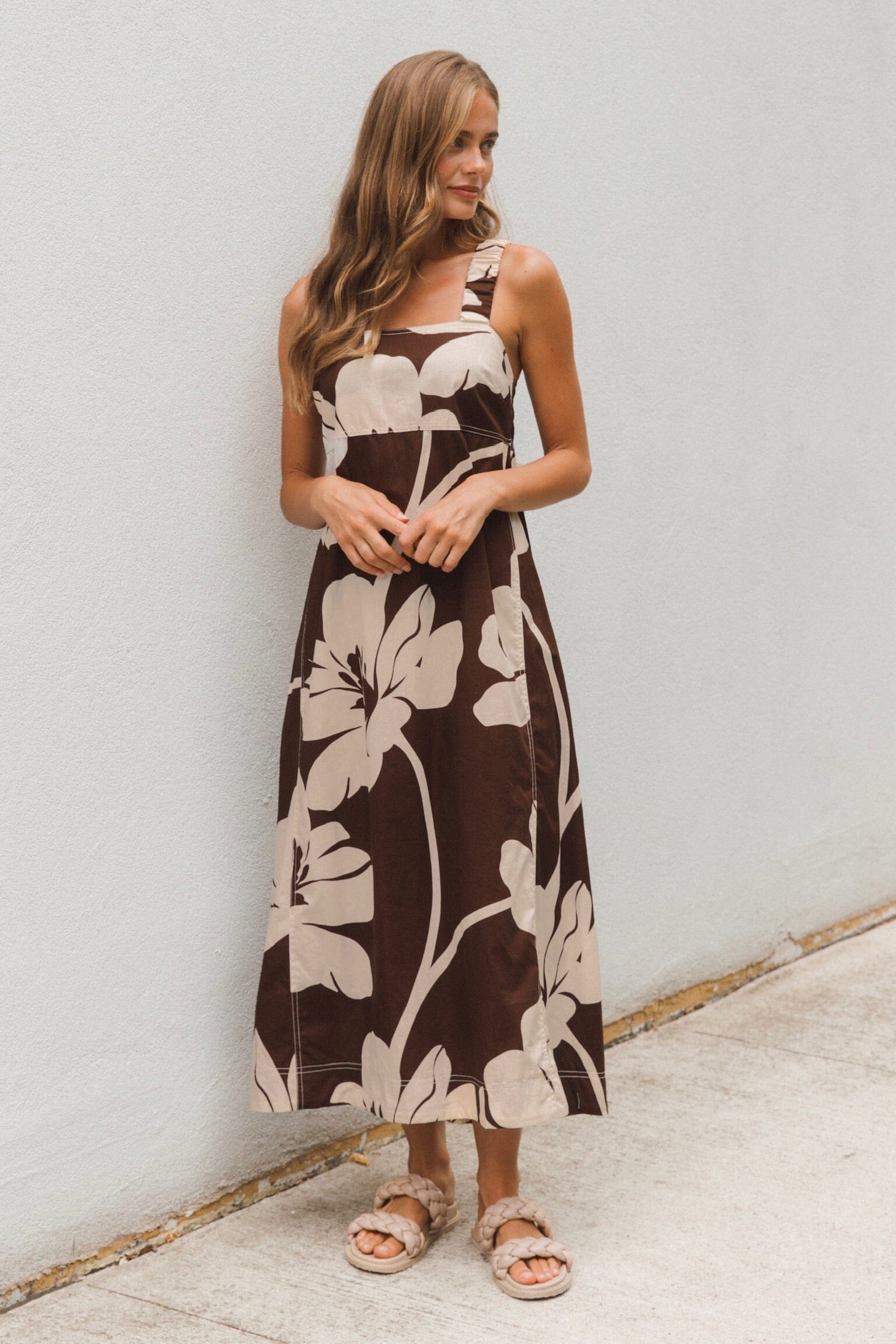 LABEL OF LOVE Chocolate Bloom Midi Dress DRESSES
