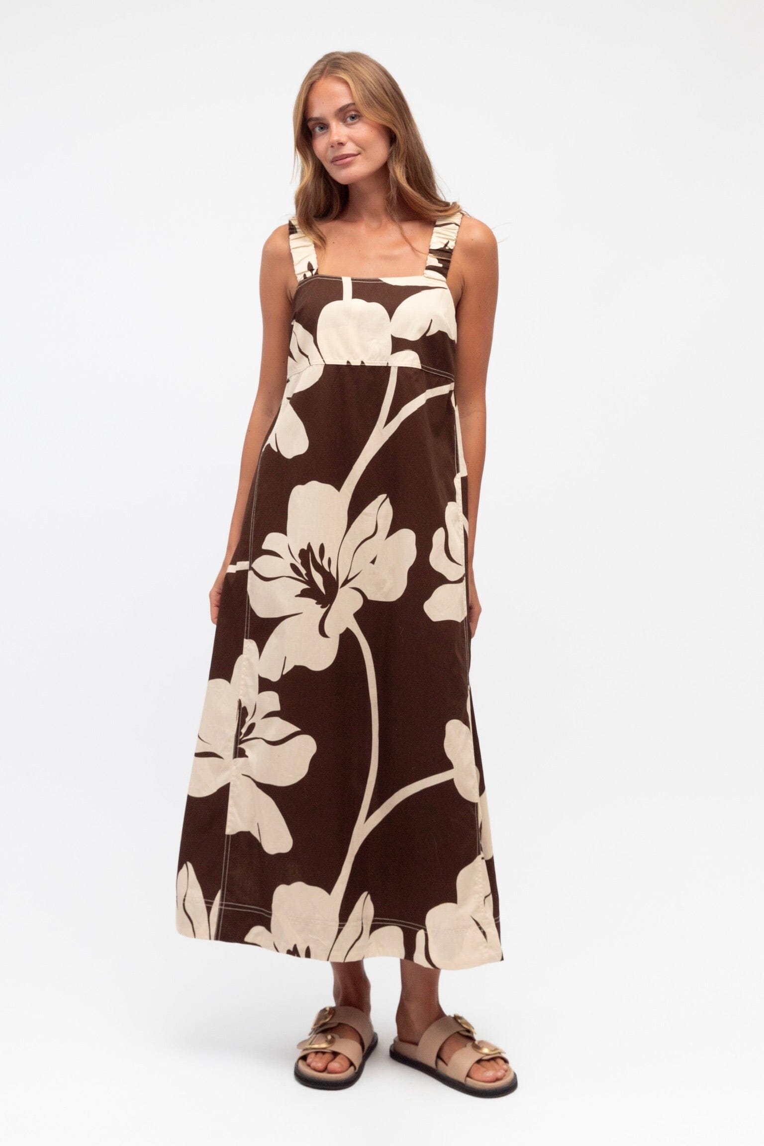LABEL OF LOVE Chocolate Bloom Midi Dress DRESSES