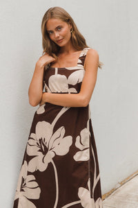LABEL OF LOVE Chocolate Bloom Midi Dress DRESSES