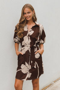 LABEL OF LOVE Chocolate Bloom Shirt Dress DRESSES