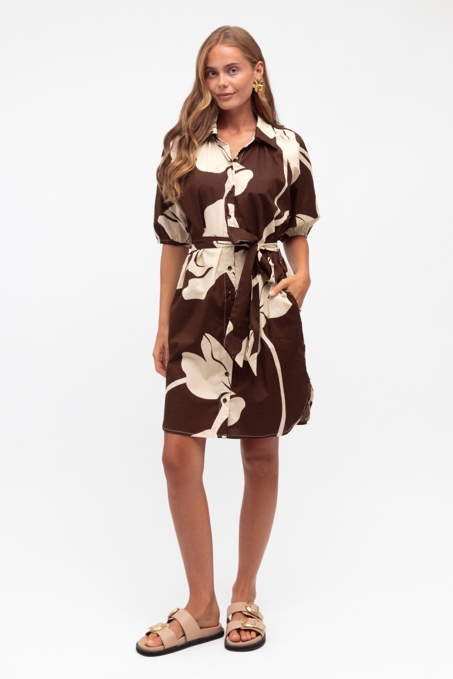 LABEL OF LOVE Chocolate Bloom Shirt Dress DRESSES