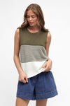 LABEL OF LOVE Coastal Knit Tank - Olive TOPS