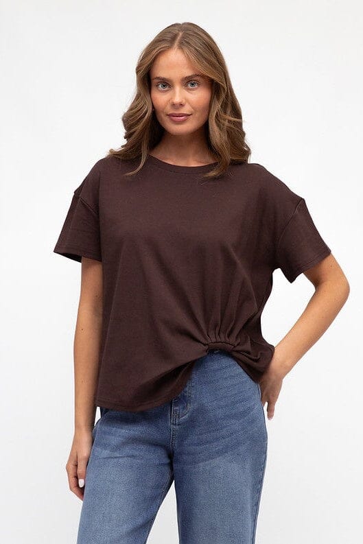 LABEL OF LOVE Easy Tuck Tee - Chocolate TOPS