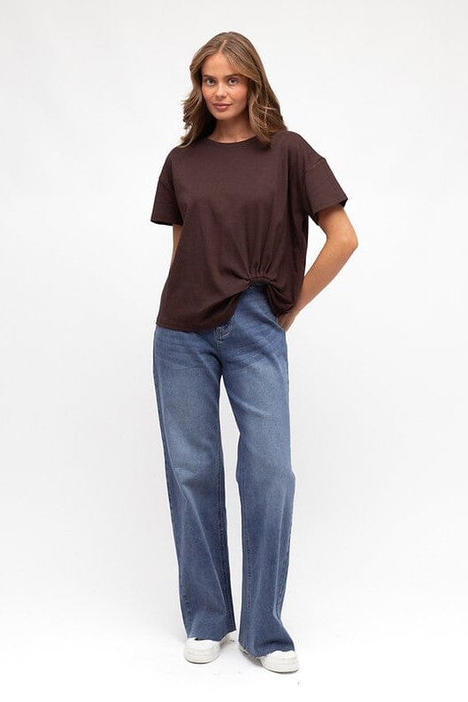 LABEL OF LOVE Easy Tuck Tee - Chocolate TOPS