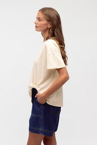 LABEL OF LOVE Easy Tuck Tee - Cream TOPS