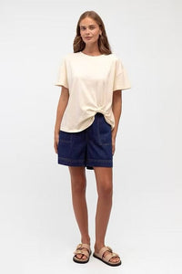 LABEL OF LOVE Easy Tuck Tee - Cream TOPS