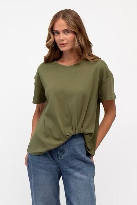 LABEL OF LOVE Easy Tuck Tee - Khaki TOPS