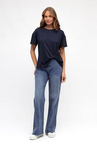 LABEL OF LOVE Easy Tuck Tee - Navy TOPS