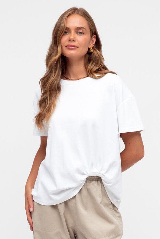 LABEL OF LOVE Easy Tuck Tee - White TOPS