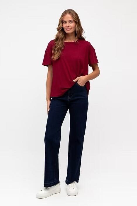 LABEL OF LOVE Easy Tuck Tee - Wine TOPS
