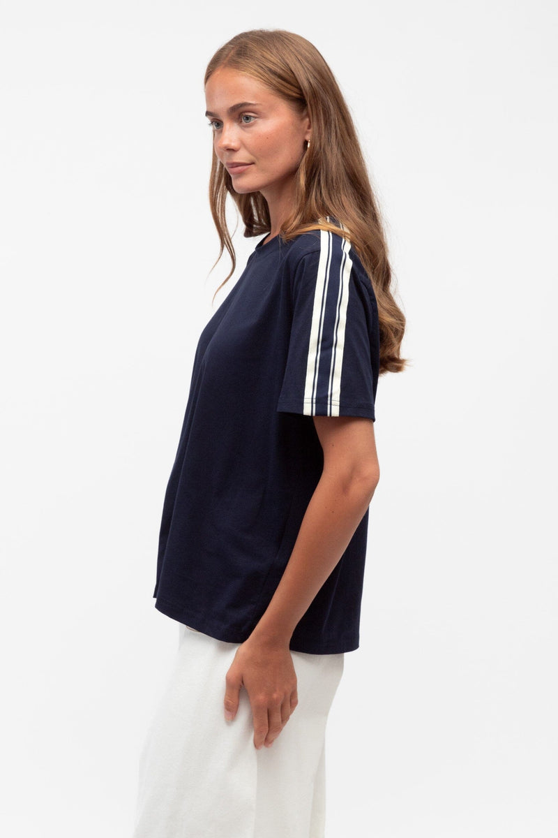 LABEL OF LOVE Sleeve Detail Tee - Navy TOPS