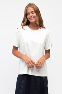 LABEL OF LOVE Sleeve Detail Tee - White TOPS