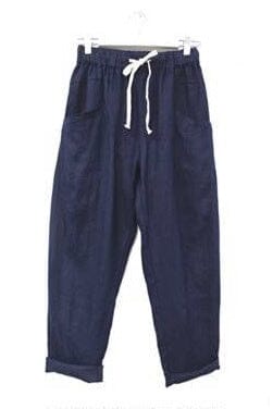 LITTLE LIES Luxe Linen Pants - Navy BOTTOMS