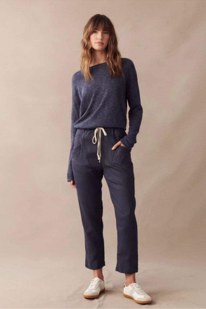 LITTLE LIES Luxe Linen Pants - Navy BOTTOMS