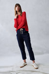 LITTLE LIES Luxe Linen Pants - Navy BOTTOMS