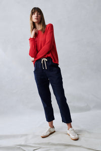 LITTLE LIES Luxe Linen Pants - Navy BOTTOMS