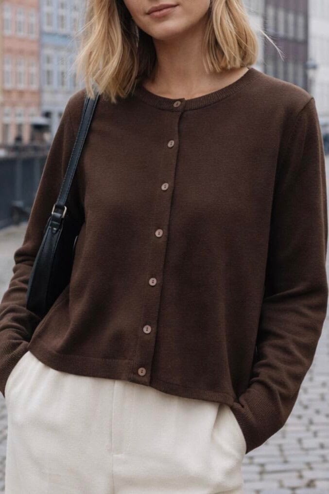 LITTLE LIES Lydia Cardigan - Chocolate KNITS