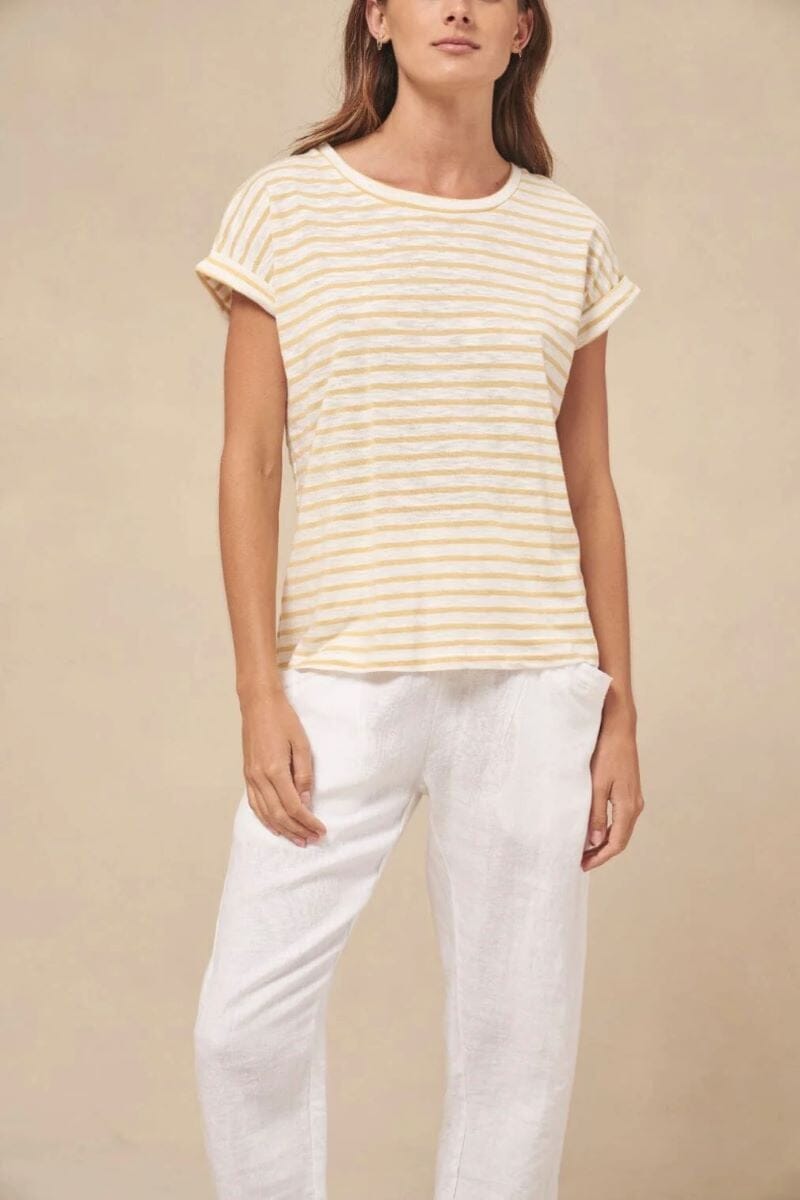 LITTLE LIES Oscar Tee - Yellow Stripe TOPS