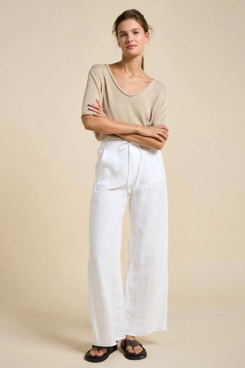 LITTLE LIES Remy Linen Pants - White BOTTOMS