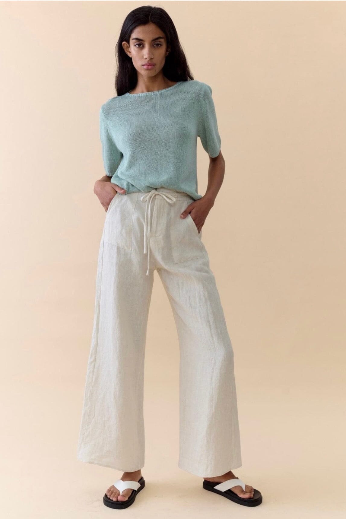 LITTLE LIES Remy Linen Pants - White BOTTOMS