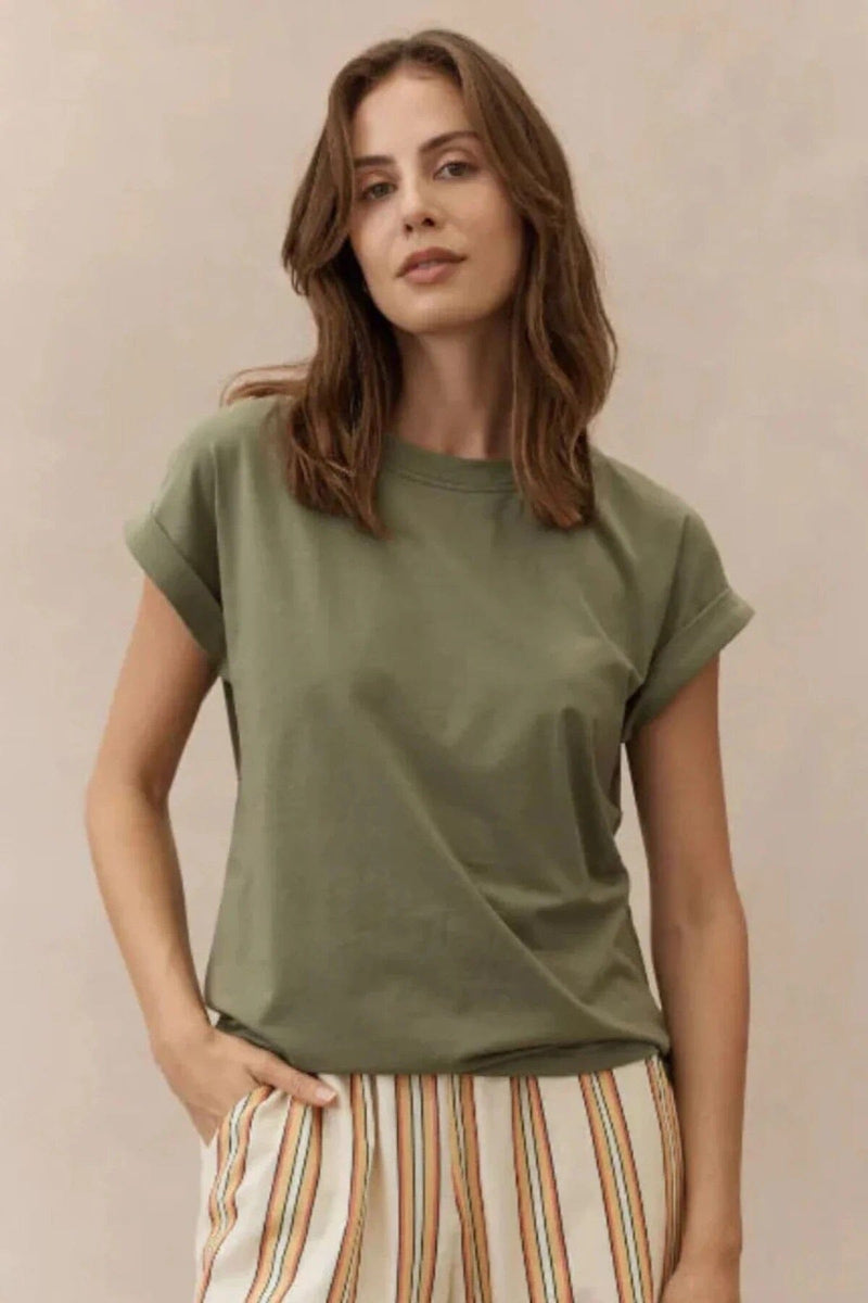 LITTLE LIES Rhodes Tee - Khaki TOPS