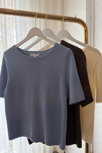 LITTLE LIES Rowie Knit Tee - Cornflower Blue TOPS