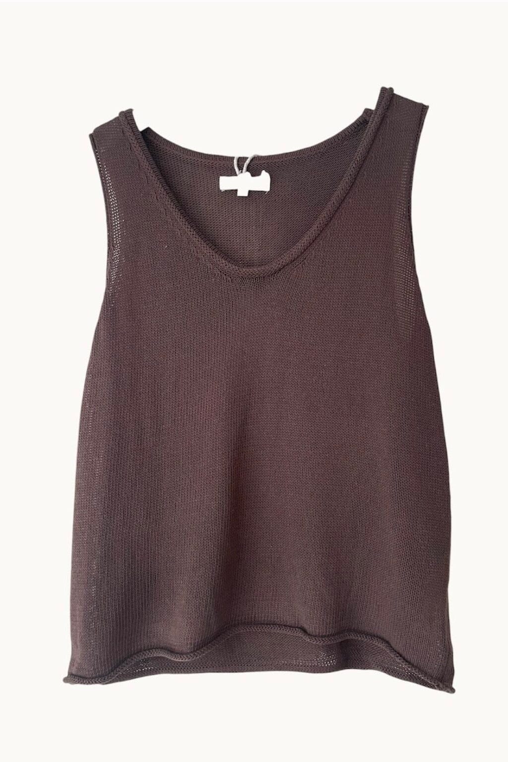 LITTLE LIES Scoop Neck Tank - Chocolate TOPS