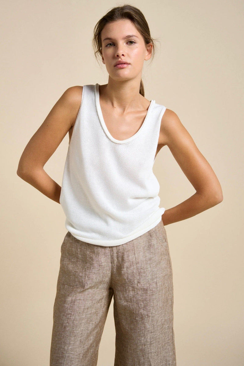 LITTLE LIES Scoop Neck Tank - White TOPS