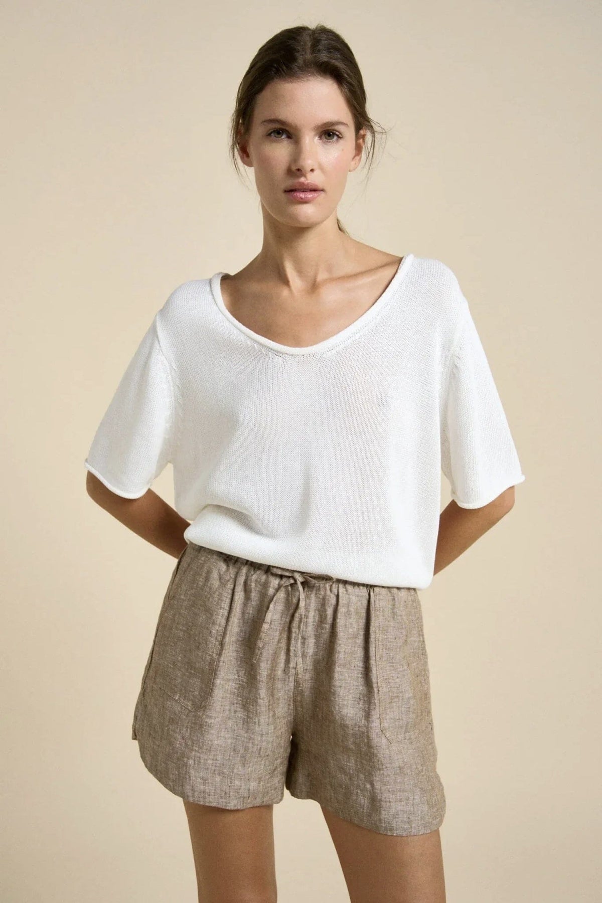 LITTLE LIES Scoop Neck Tee - White TOPS