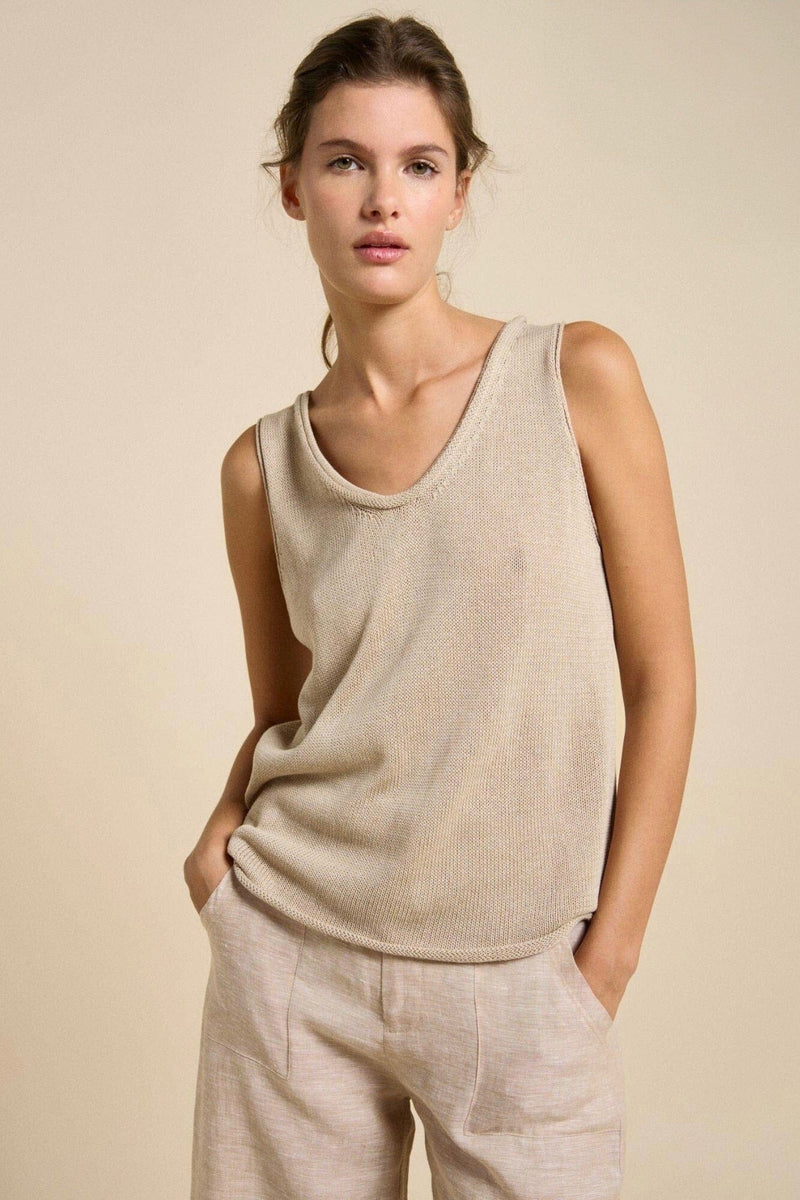 LITTLE LIES Scoop Spring Tank - Beige TOPS