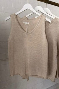 LITTLE LIES Scoop Spring Tank - Natural TOPS
