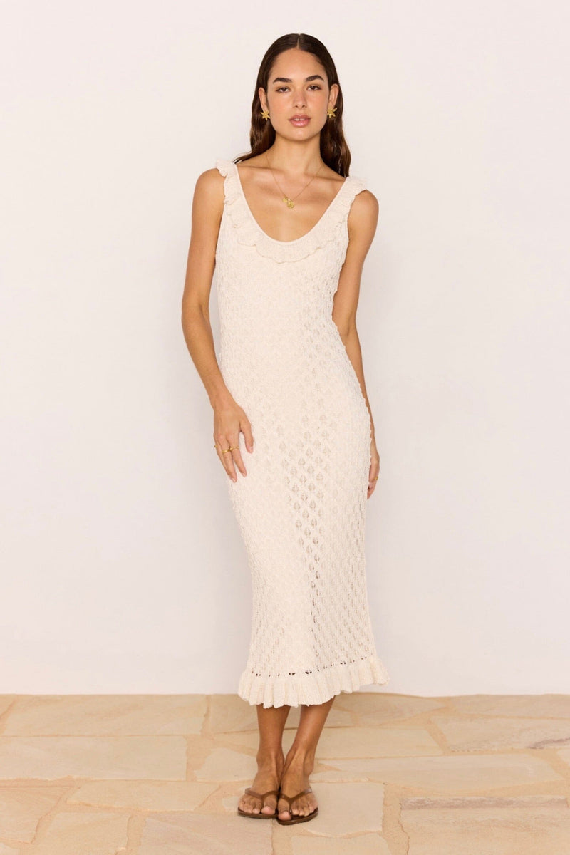 MINKPINK Sabine Pointelle Midi Dress DRESSES