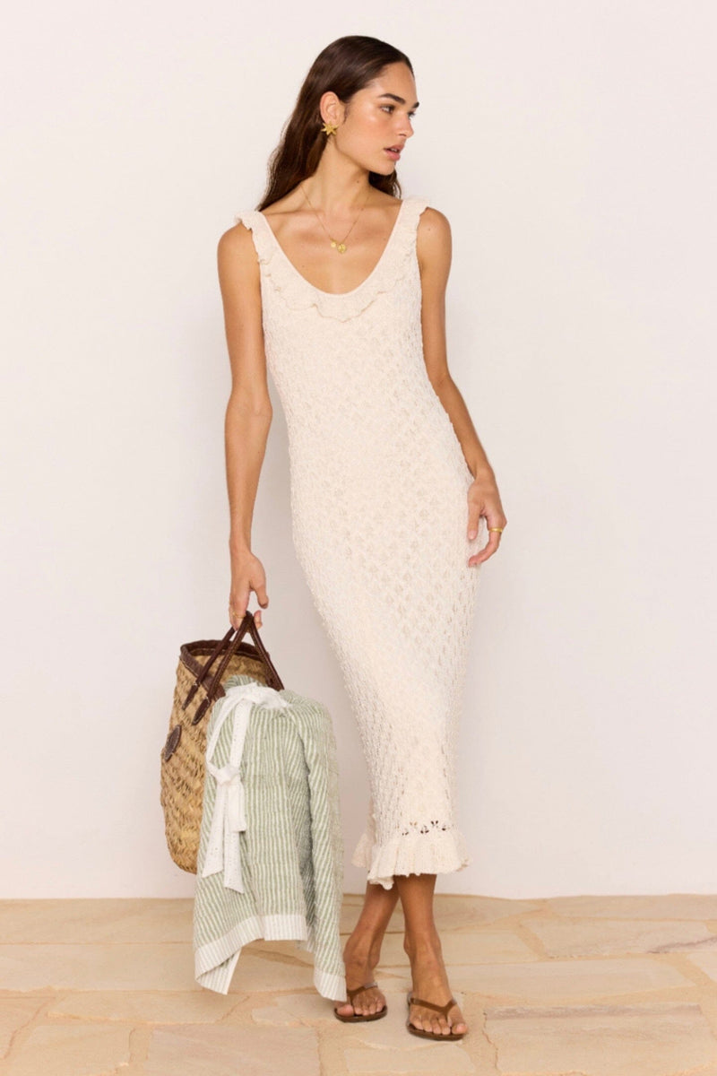 MINKPINK Sabine Pointelle Midi Dress DRESSES